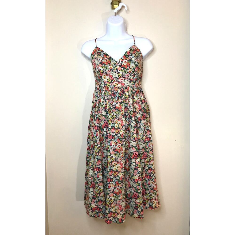 J. Crew Libery Fabric Thorpe Floral Midi Sundress 00 Cotton